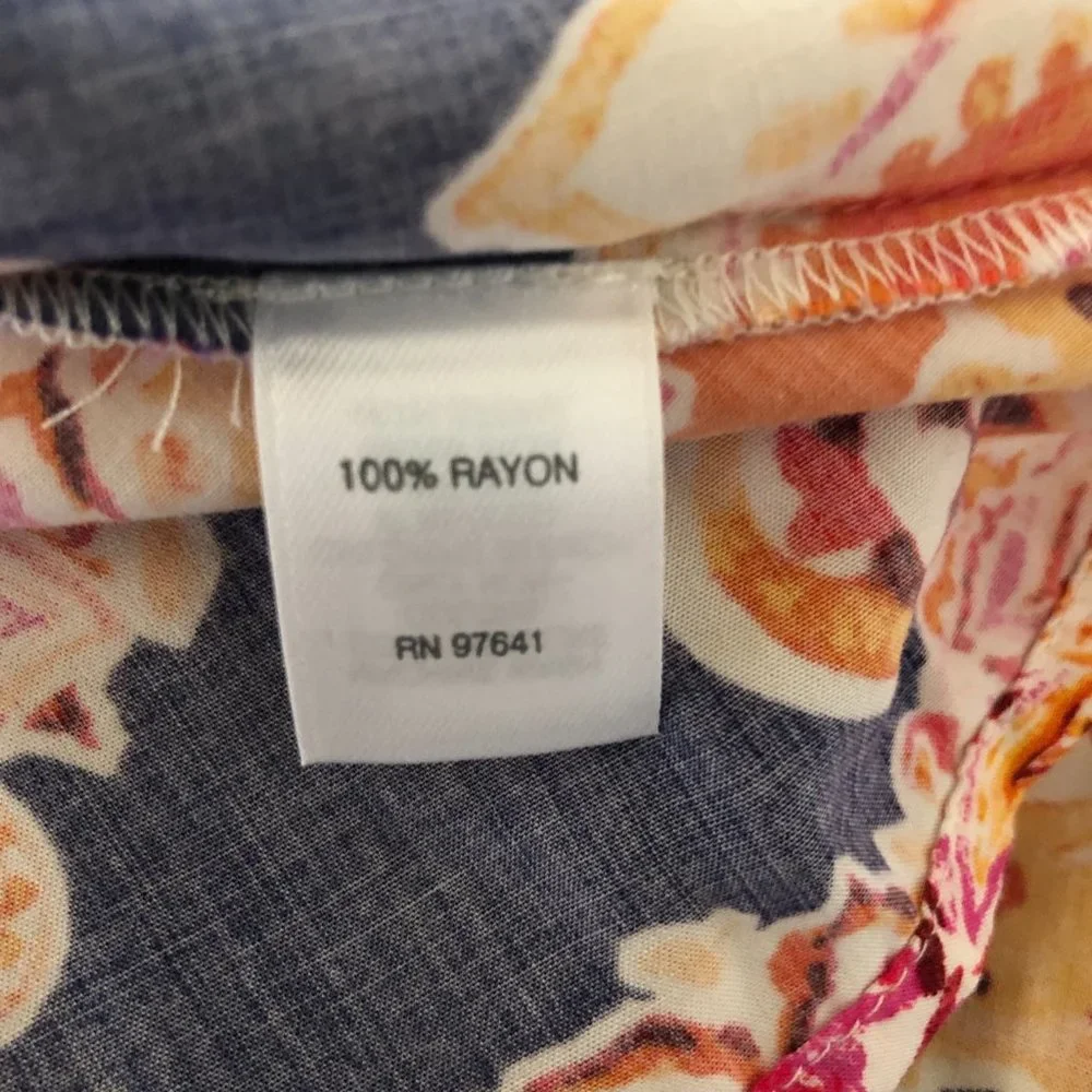 J. Jill Paisley Floral Tiered Dress SizeS Sleeveless Orange Colorful Stretch - Picture 12 of 13
